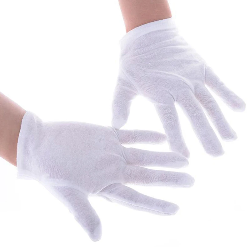 12 Pairs White Cotton Gloves Jewelry Inspection Disposable Glove Lightweight for Gardening Attend Party Unisex
