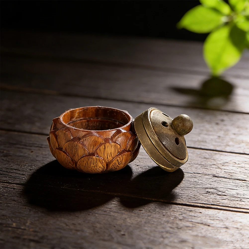 Wholesale Hand Carved Lotus Wood Incense Burner Pendant Bulk for Spiritual Jewelry Making Supply