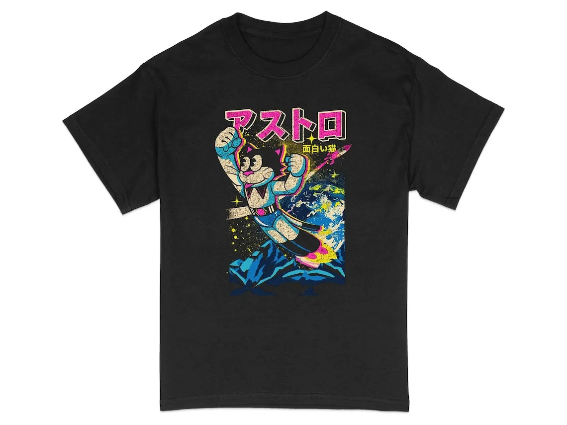 

Retro Anime Style T-Shirt Vintage Japanese Graphic Tee Unisex Otaku Fashion Top Colorful Manga Art Shirt Urban Streetwear