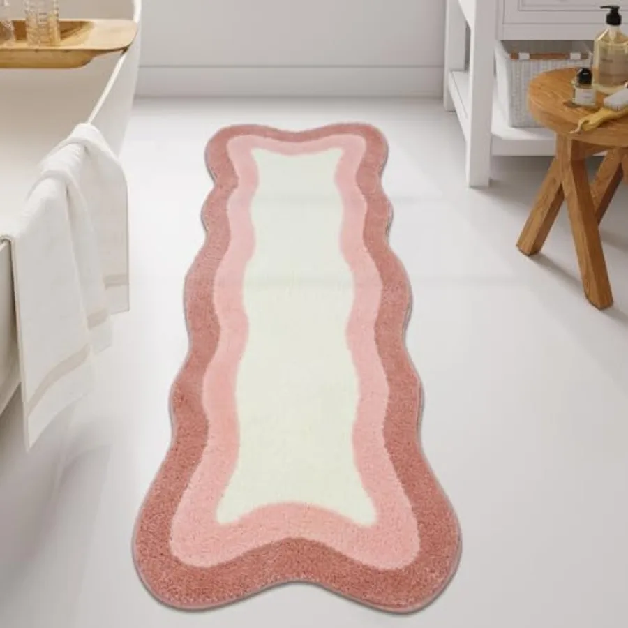 

Bathroom Rug Runner Soft Non Slip Bath Rugs for Bathroom Microfiber Absorbent Washable Irregular Shaped Rug Floor Mat for Bedro