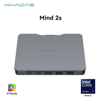 Khadas Mind 2s Mini-PC Intel Core Ultra 7 255H AI 96 TOPS, 64 GB + 2 TB, ThunderBolt 4, USB4, PCIe 5.0, WiFi 6E, SSD erweiterbar