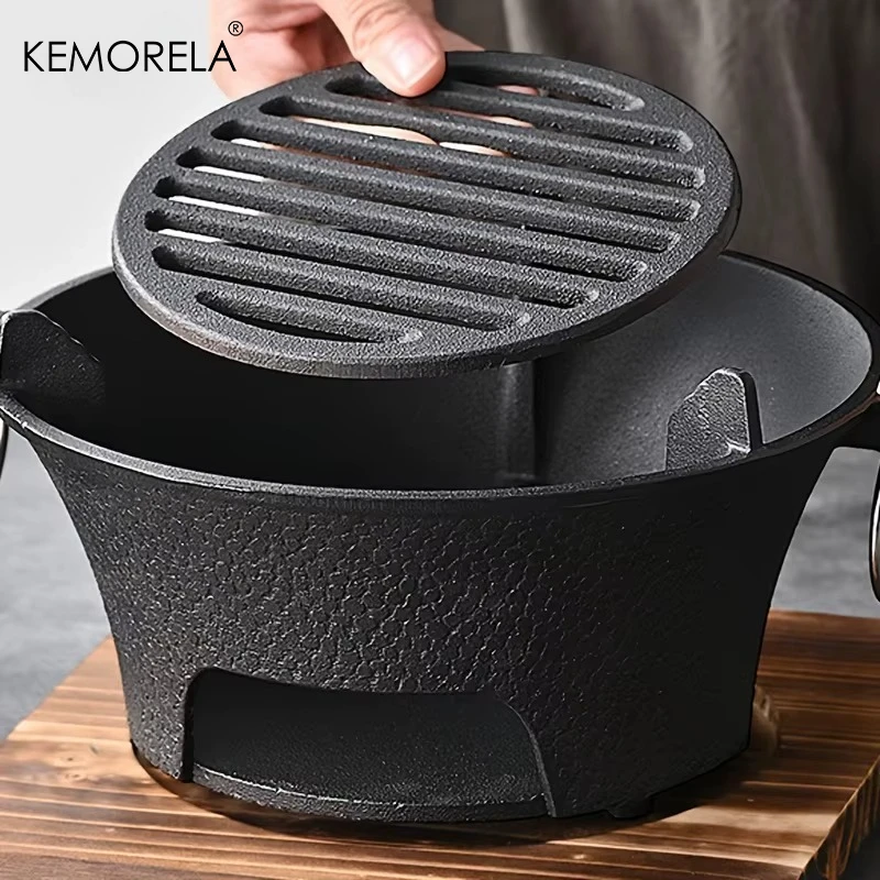 1Set Cast Iron Charcoal Stove Outdoor Camping Barbecue BBQ Rice Cake Charcoal Stove Portable Household Japanese Charcoal Stove