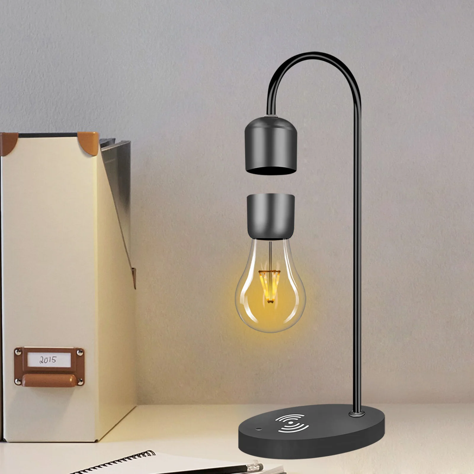

New design wood grain magnetic floating light intelligent table LED decorative ornament