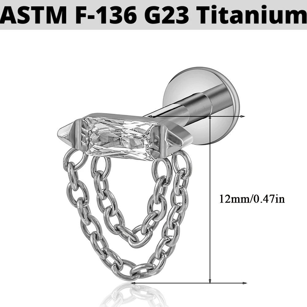 1PC  Dangle G23 Solid Titanium Cartilage Earrings Stud 16G Internally Threaded Bee Zircon Helix Ear Tragus Piercing Jewelry