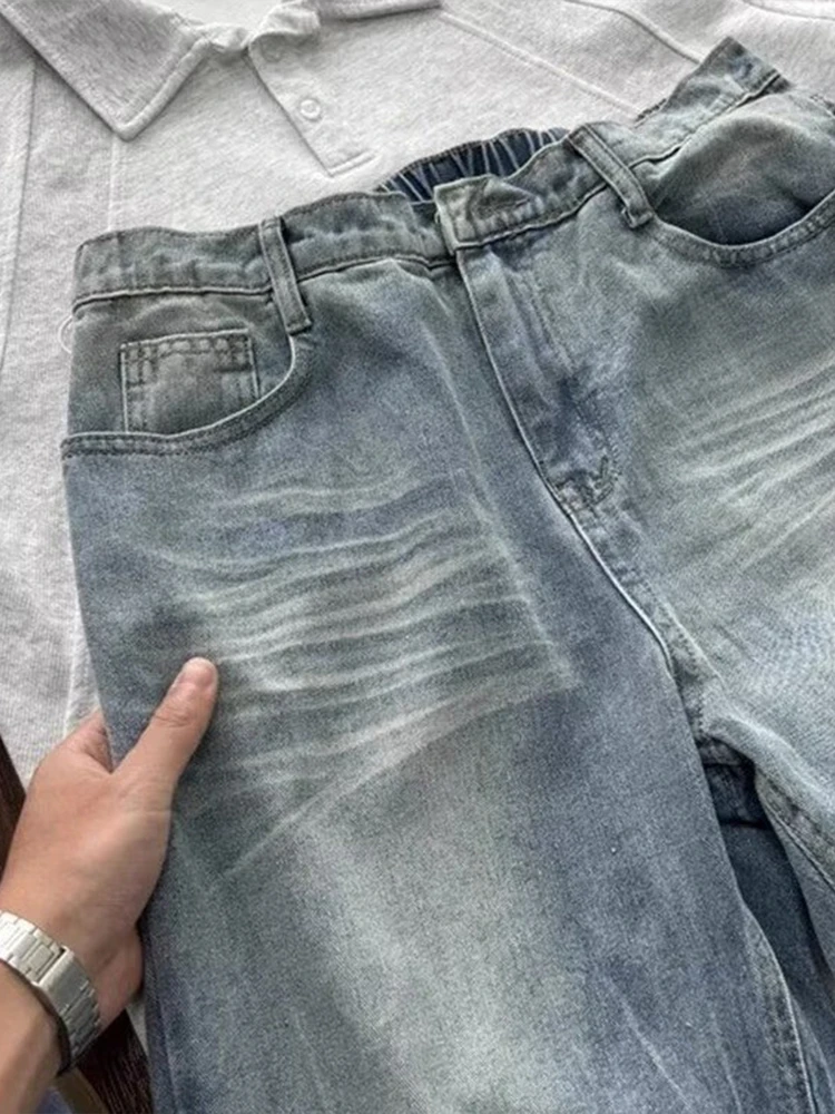 Cleanfit الأمريكية شارع العليا Thiened الشتاء الرجال الجينز واسعة الساق الدنيم السراويل عارضة طويلة السراويل الشباب Faion ارتداء #3