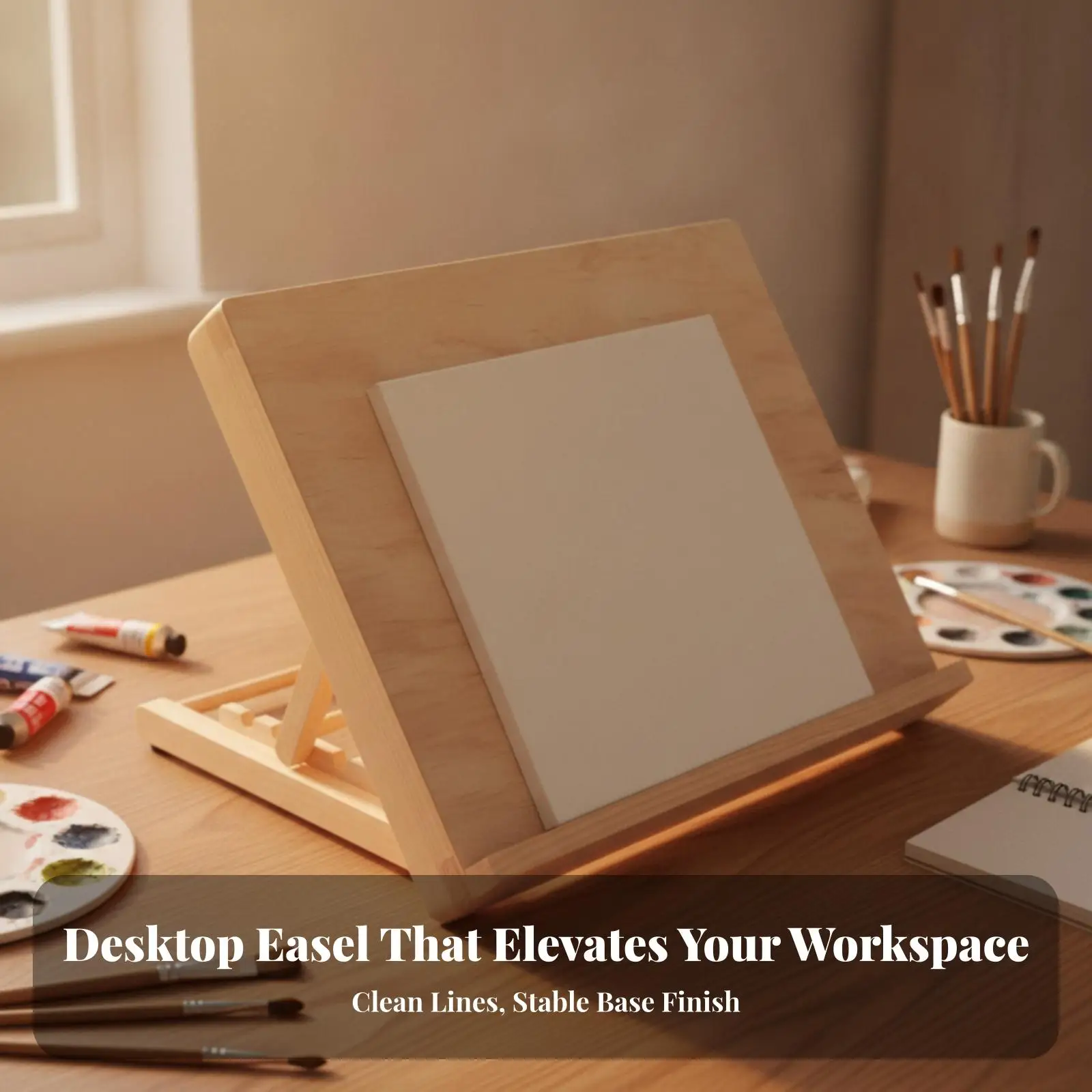 Foldable Desktop Easel Board | Light oak color, Easel Board with Folding Support, for Tabletop
