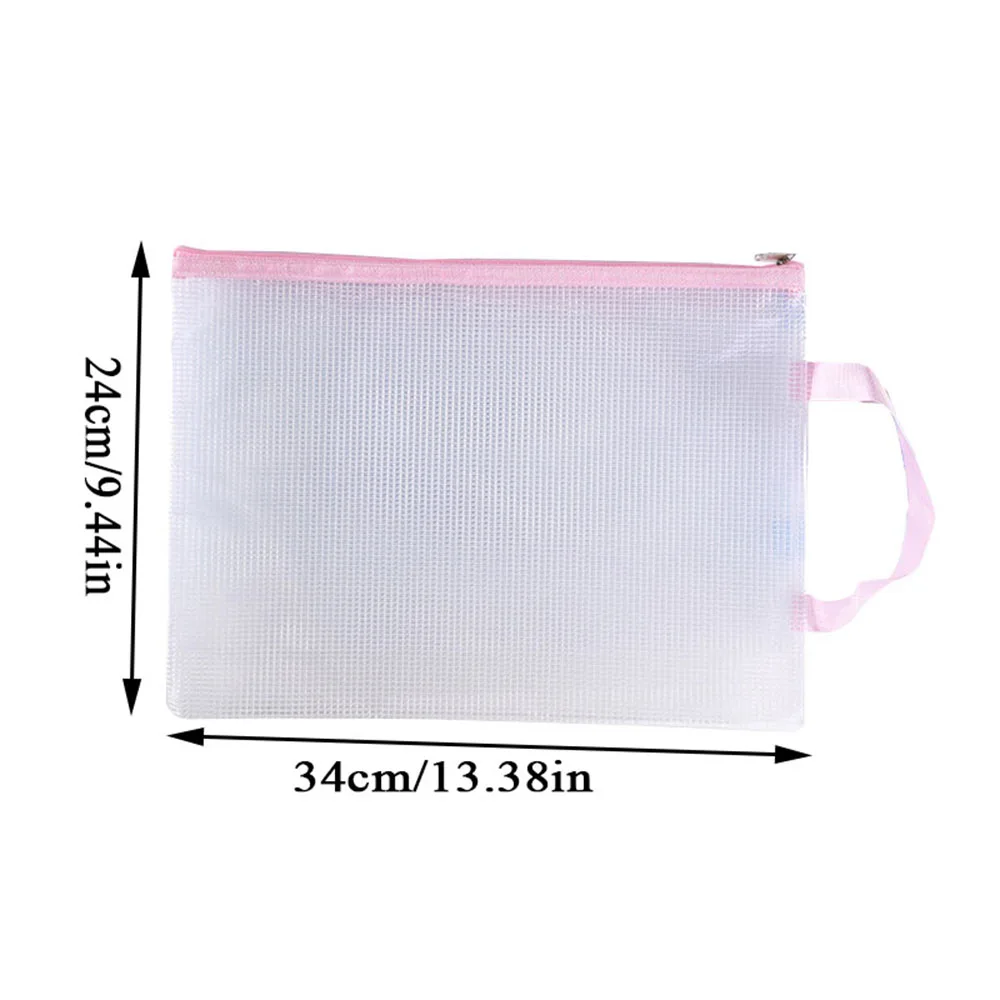 Mesh Zipper Pouch para Documento, Papelaria, A4 File Folder, Zip File Folder, Pencil Case, Material escolar e de escritório