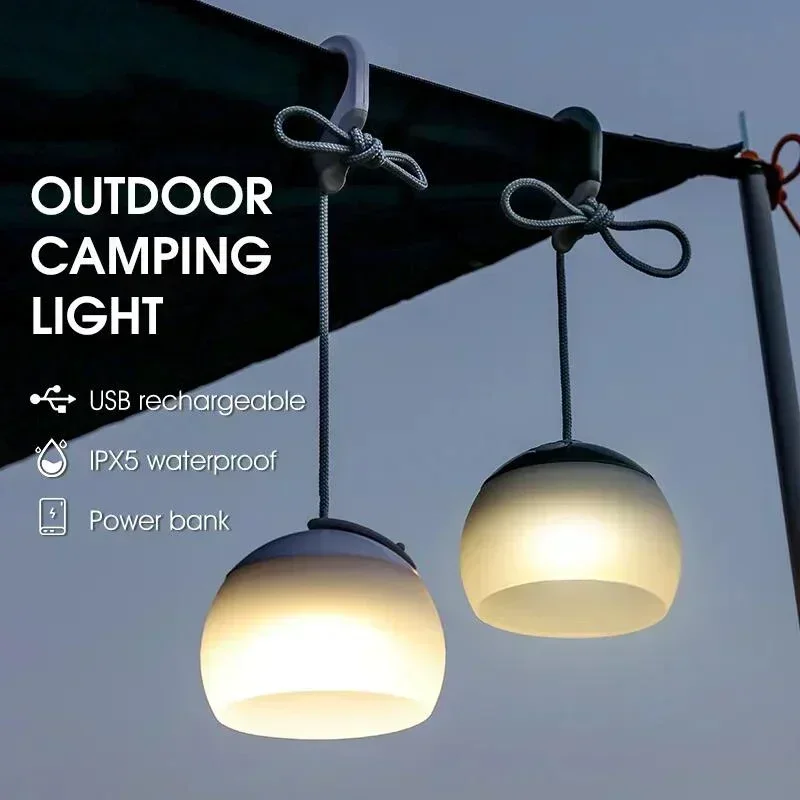 1/2/4PCS Mini Camping Lantern USB Rechargeable Hook Night Light Battery Powered Tent Table Light for Outdoor Emergency Light