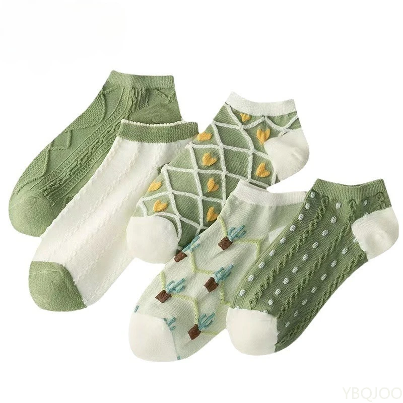 5 pairs Ladies' spring summer socks casual comfortable boat socks sweet fresh cute breathable thin shallow mouth socks 2026