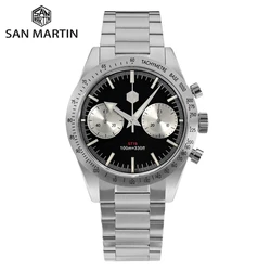 San Martin Panda SM57 Chronograph Watch Mechanical Erkek Saat Luxury Sport 38.5mm Hand Wind ST1901 Waterproof 10Bar Lume SN0103