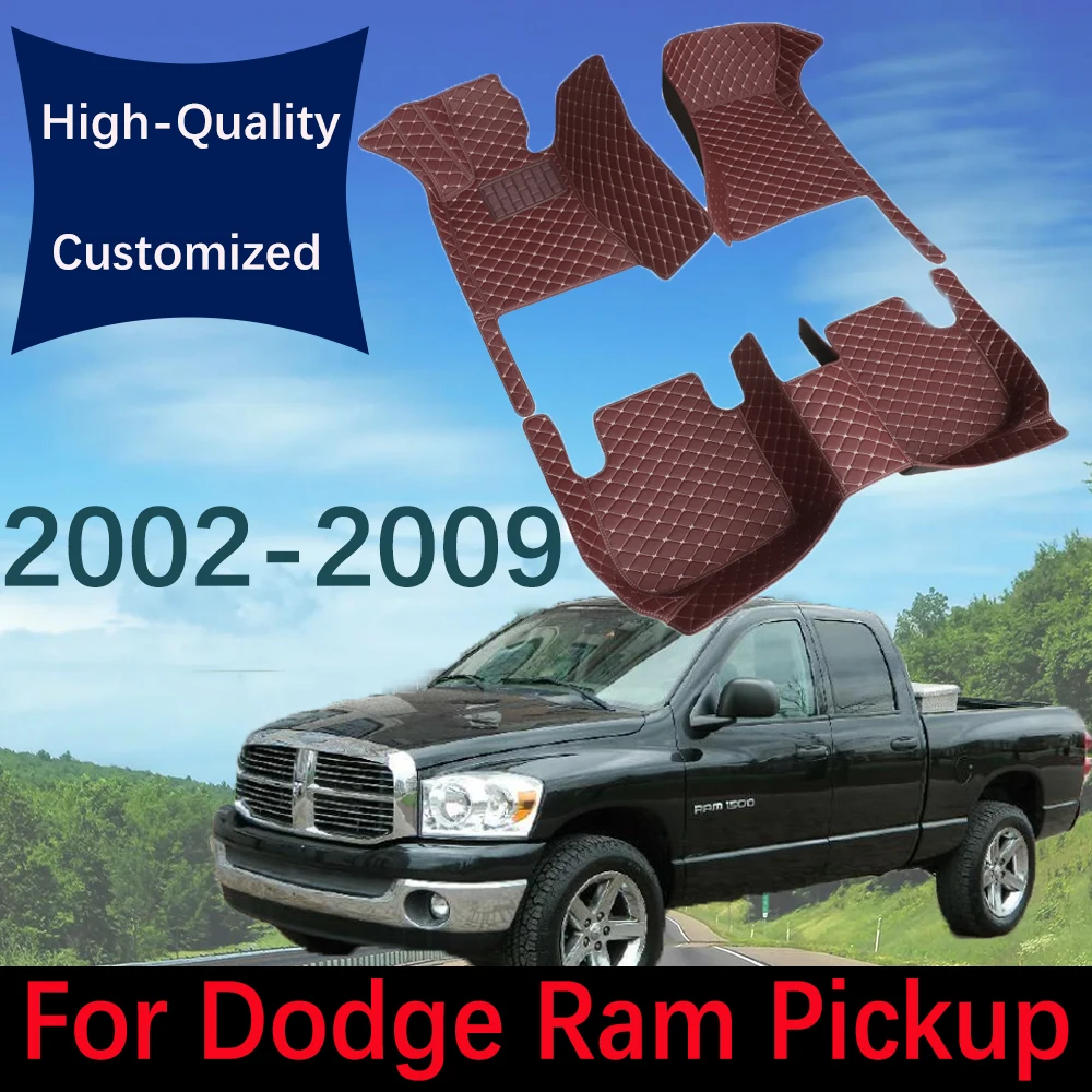 

Кожаные автомобильные коврики под заказ для пикапа Dodge Ram 1500 DR DH D1 DC DM 2002 ~ 2009 годов, искусственные коврики, подкладки для ног, интерьер