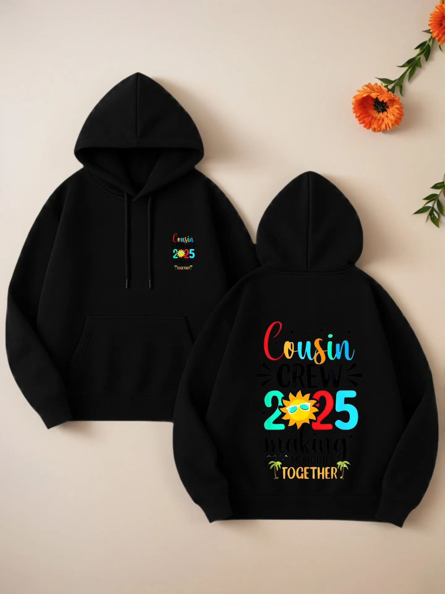 

Graphic Hoodie Women, Cousin Crew 2025 Making Memories Print, Casual Aesthetic, Soft Fabric, Casual Everyday Wear, For Teens