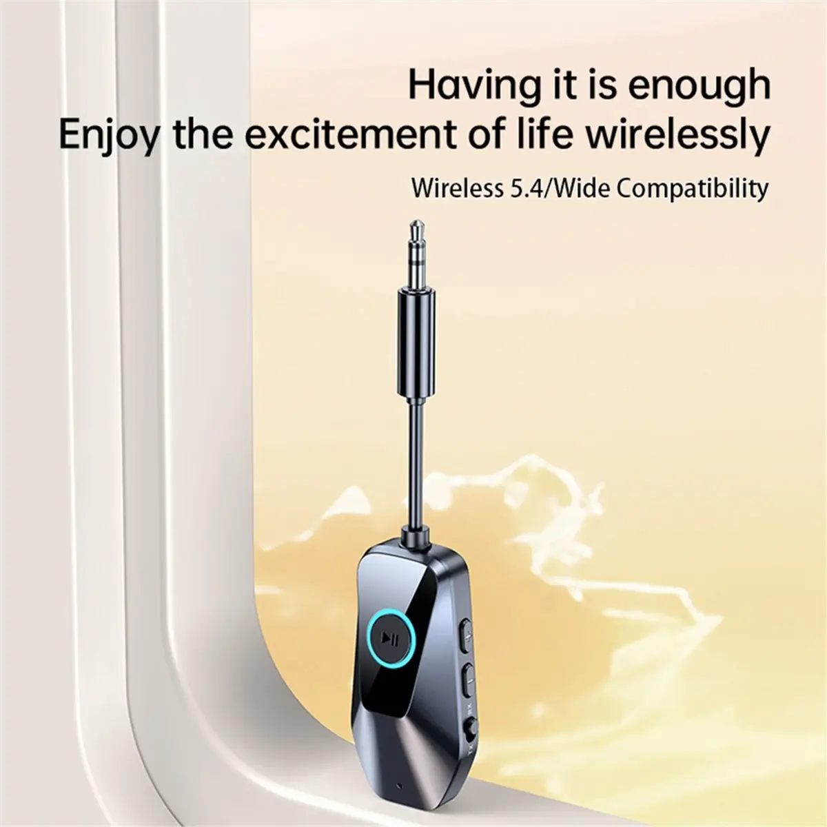 Receptor transmisor Bluetooth 5,4, adaptador de audio auxiliar inalámbrico de 3,5 mm, emparejamiento dual para TV, PC, automóvil, estéreo, avión