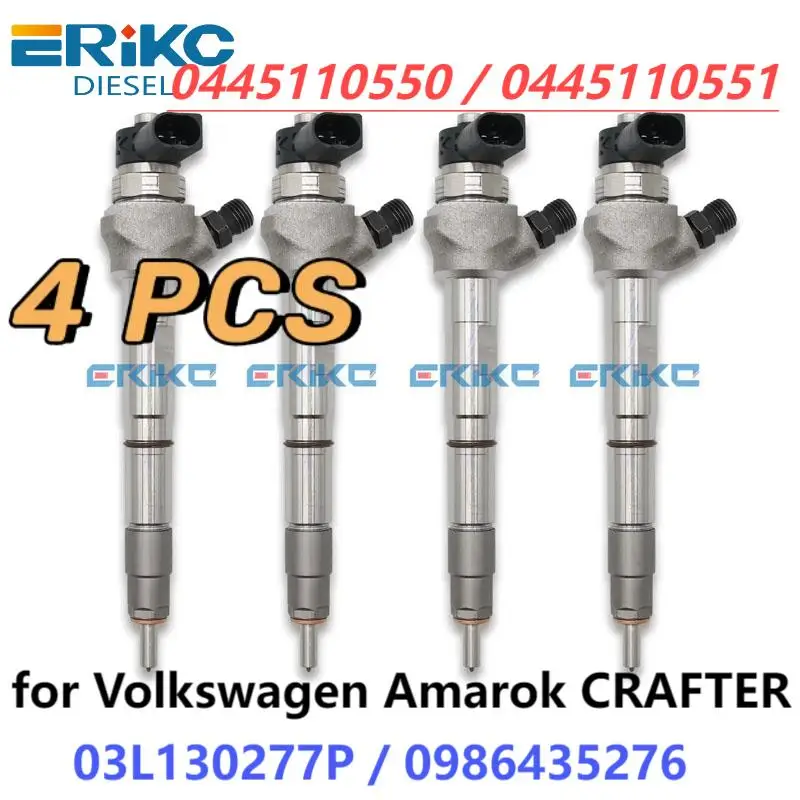 ERIKC 0445110550 Common Rail Injector 0445110551 Diesel Fuel Sprayer For Bosch Volkswagen Amarok CRAFTER 03L130277P 0986435276