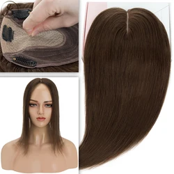 TESS-Clip Em Extensões De Cabelo Humano Para Mulheres, Cabelo Natural, Toppers Toppers, Parte Central, Hairpiece, Loiro, 13x15cm, 12in
