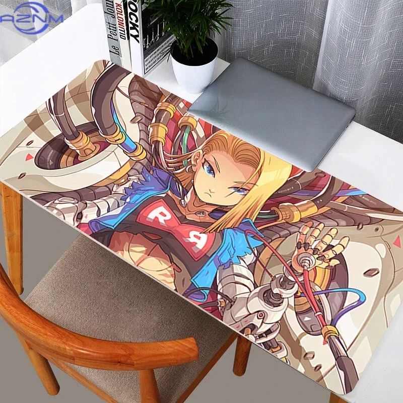 Anime Cyborg Girl Character Mouse Pad, Rubber Anti-slip Gaming Mouse Pad, Mechanical Sci-fi Comic Print Desk Mat with Smooth Sur