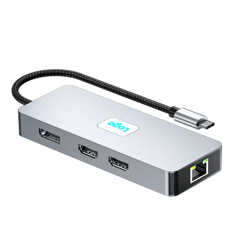 USB C HUB Docking Station 8-in-1 4K Triple Display Dual HDMI DP 5Gbps USB3.0 PD 100W SD/TF for MacBook Pro Air Dell XPS