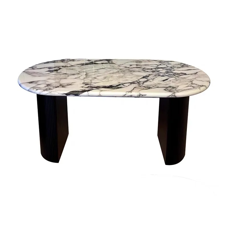 

Marble dining table, oval, rock slab dining table