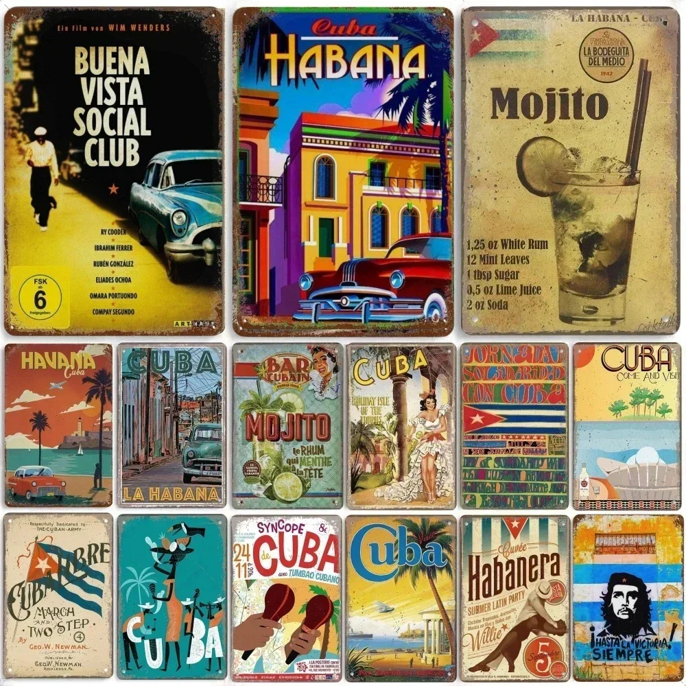 Home Vintage Travel Cuba Havana Egypt Hawaii Holiday Landscape Plaque For Bar Club Wall Plate Pendant Art Decor Retro Tin Poster