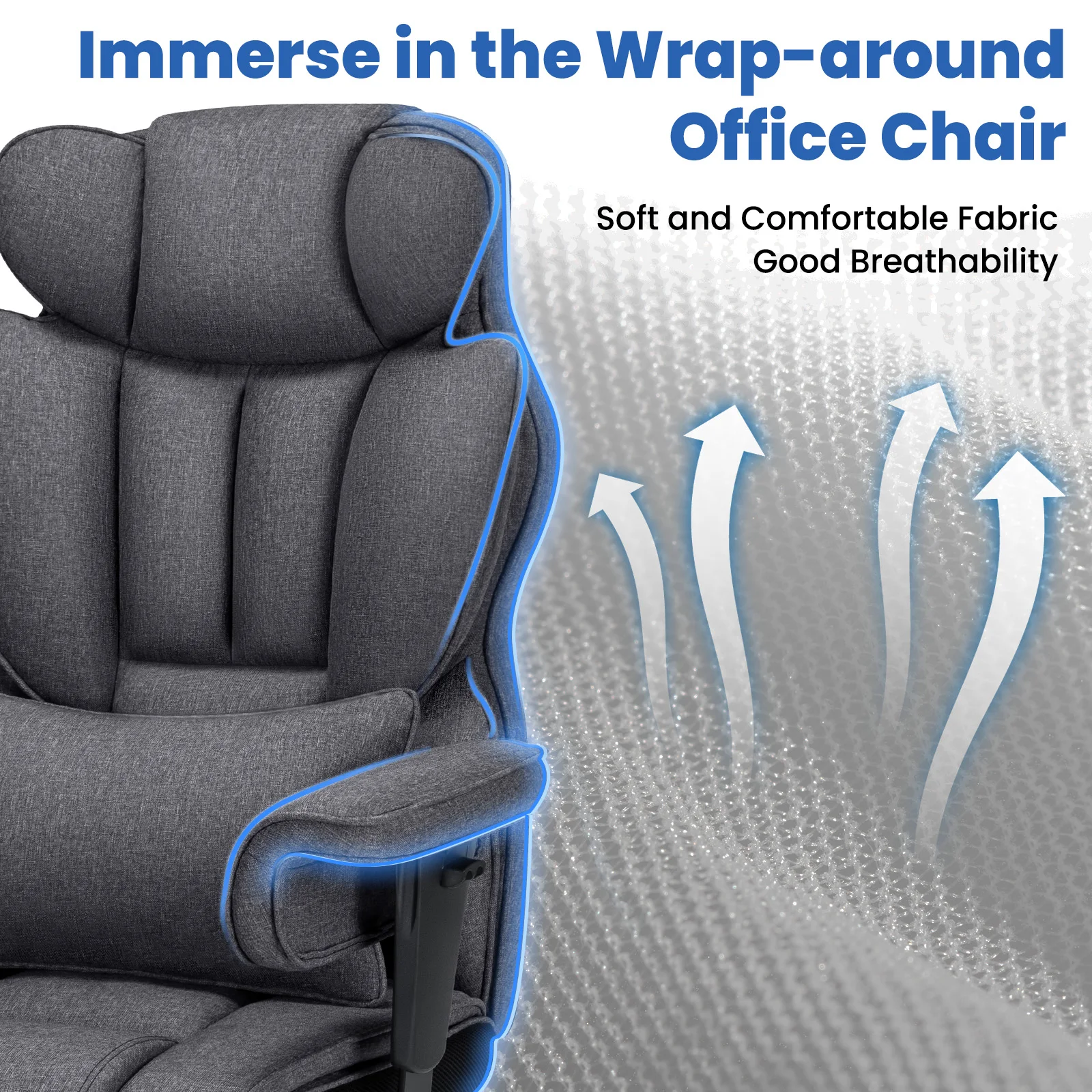 Breathable Gaming Chair Ergonomic with Spring Cushion  Two-point Vibration Massage Adjustable Armrests Office Computer Chair