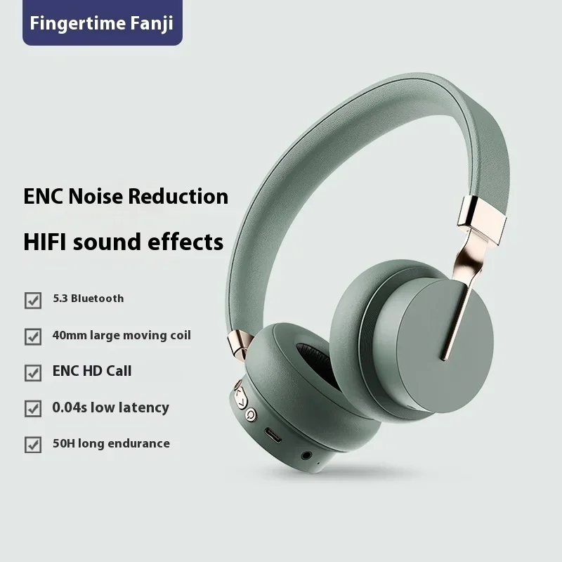 FINGERTIME P3 Wireless Bluetooth Headphone With Mic Active Noise Reduction Long Battery Life Lightweight Gamer Earphones Custom
