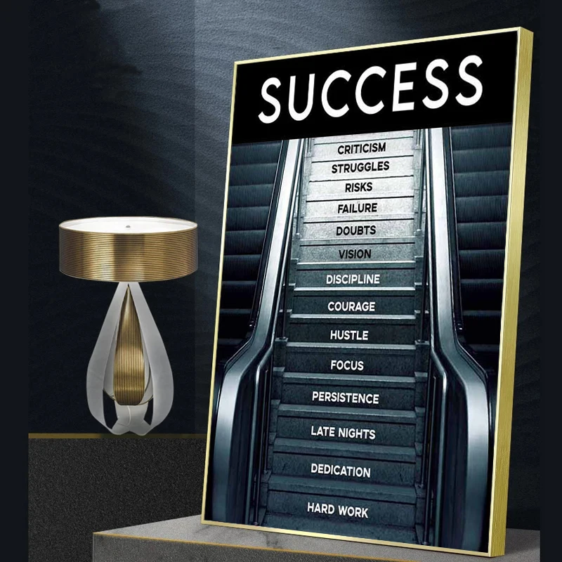 Success Escalator and Inspirational Text Posters Canvas Prints Abstract Painting for Living Room Wall Picture Home Decoration