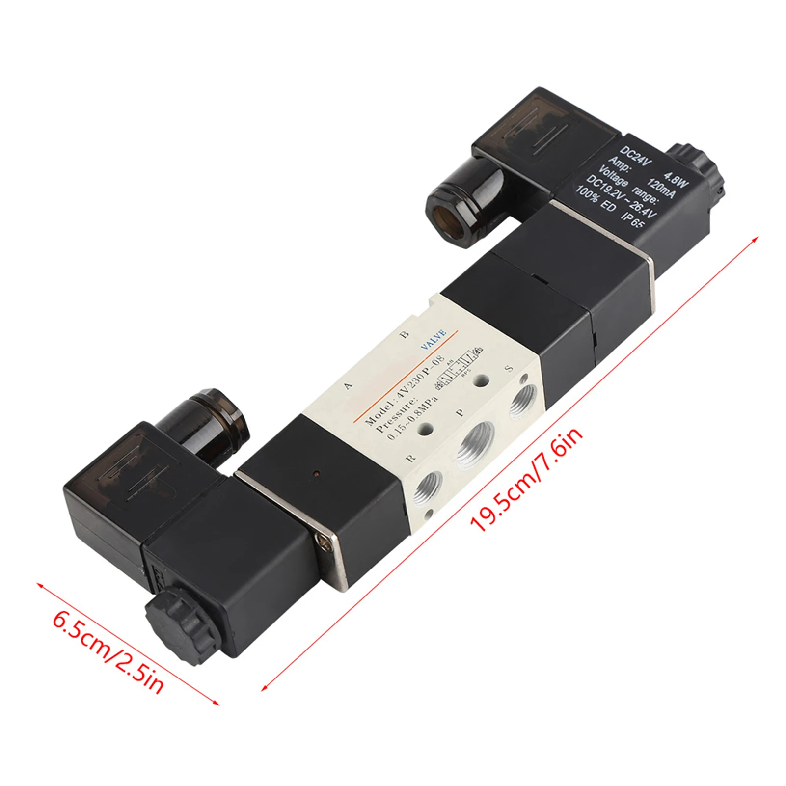 صمام الملف اللولبي للهواء 24 فولت 1/4 مغلق عادة 3 موضع 5 طرق صمام الملف اللولبي الهوائي 0.15-0.8MPa 4V230-08P صمام الملف اللولبي