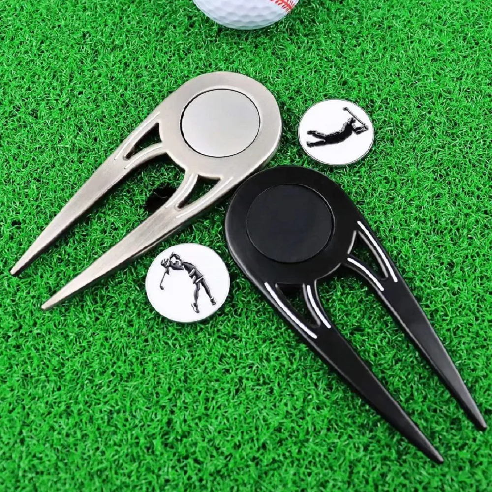 Multi-function Golf Divot Repair Tool Golf Accessories Putting Green Fork Golf Training Aids Contains Golf Ball Mark,Golf Gifts