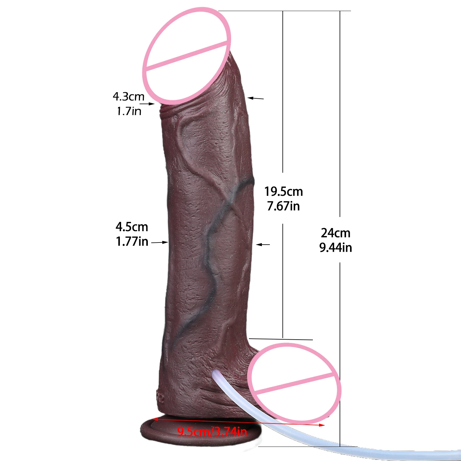 SXXY 9.44 ''أسود سيليكون لينة التدفق دسار مع مصاصة قوية الجلد الشعور القذف المكونات الشرج لعبة الجنس للرجال النساء 18 + #3