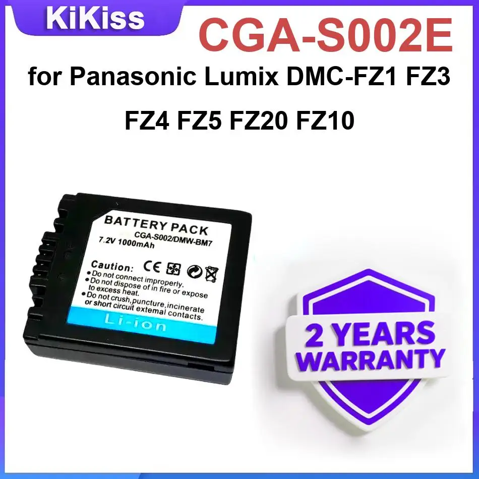 

Сменный аккумулятор CGA S002E для Panasonic Lumix DMC-FZ1 FZ3 FZ4 FZ5 FZ20 FZ10