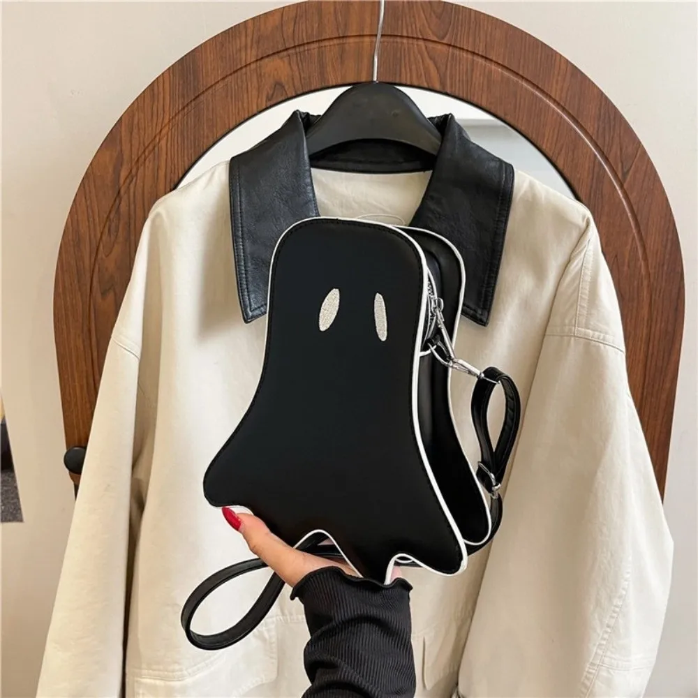 Novelty Cartoon Halloween Ghost Bag PU Leather Large Capacity Shoulder Bag Zipper Armpit Bag Crossbody Bag Girl