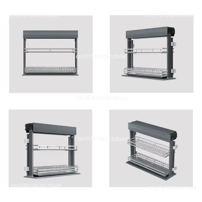 Intelligent Upgrade Kitchen Metal Electric Basket Adjustable Pull-down Dish Rack Organizer