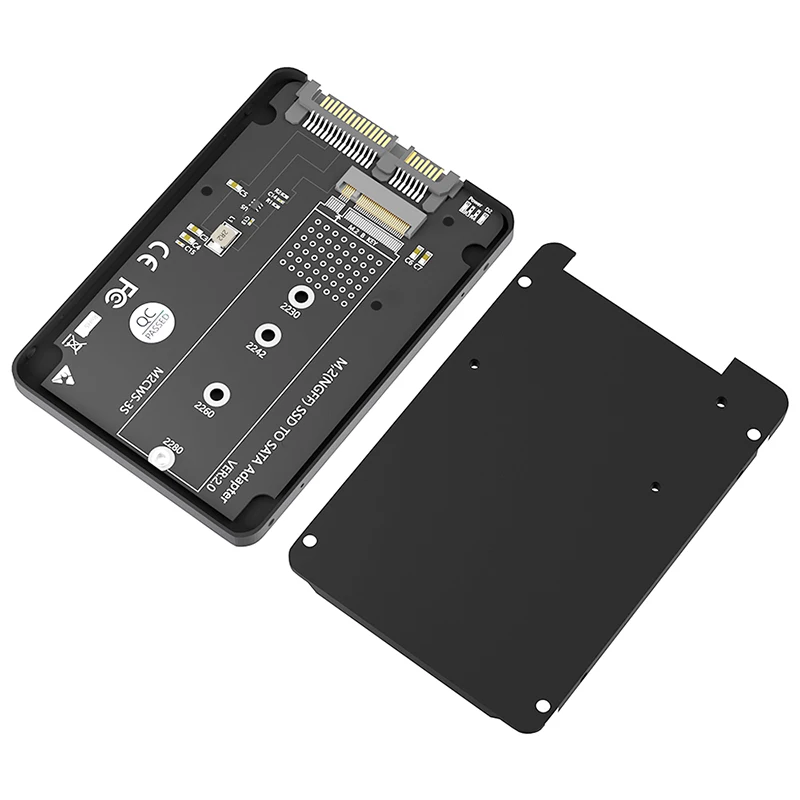 SSD Enclosure M.2 SATA SSD B KEY to SATA3.0 2.5inch Adapter Converter 7mm Aluminum Case Black Box for 2230 2242 2260 2280 M2 SSD