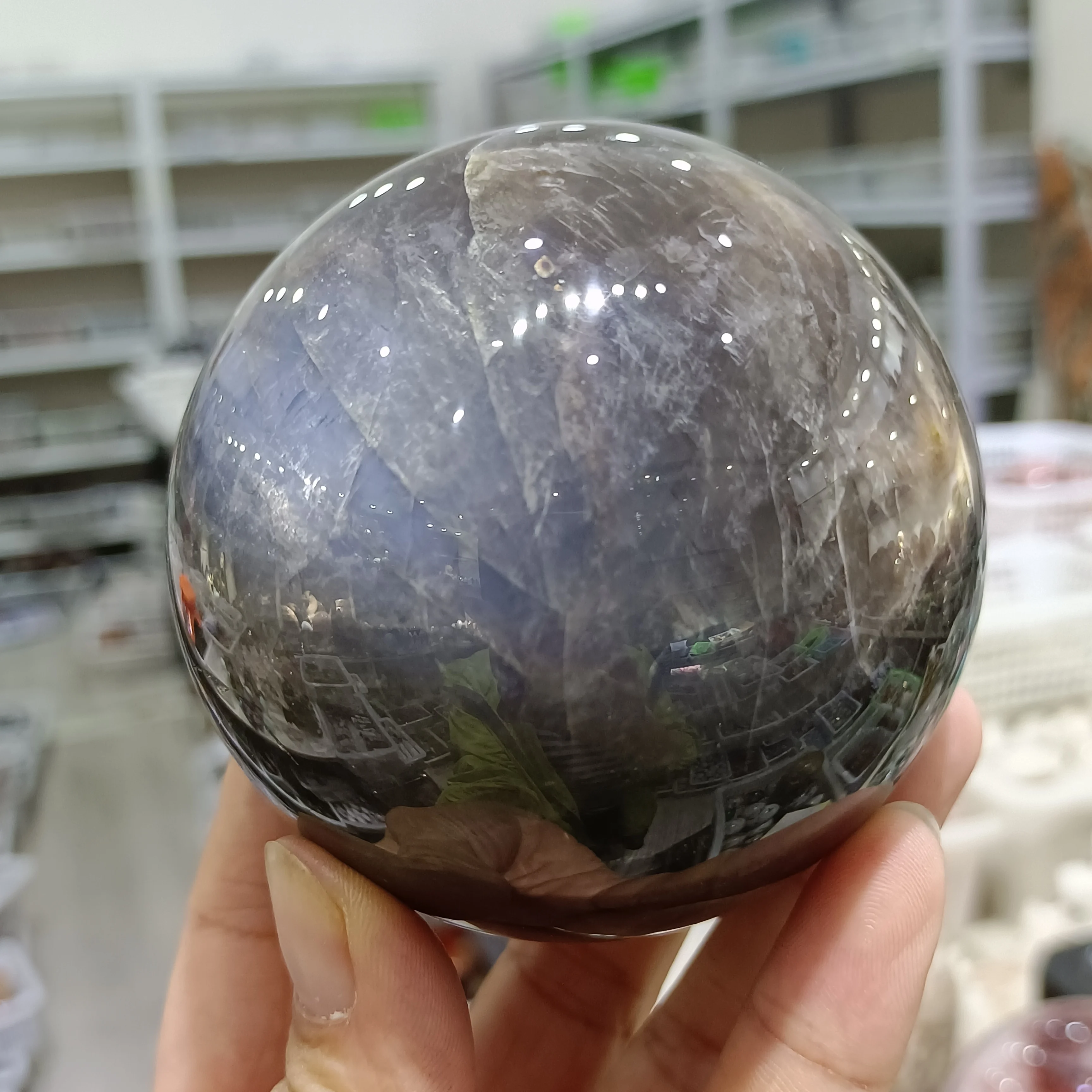 

Miraculous Natural Black Moonstone Ball, Quartz Crystal Mineral Healing ,Psychotherapy Gem Home Office Degaussing Decoration,