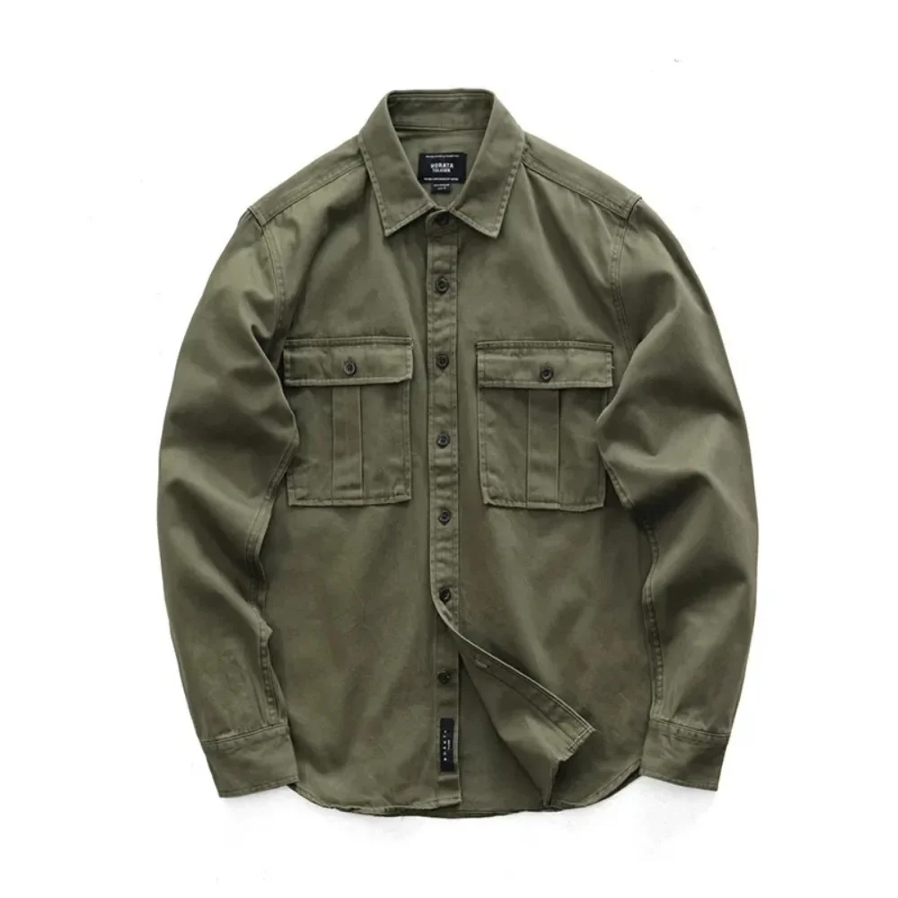 DAILOU  Male Cargo Work Shirts New Cotton Military Shirt For Men Long Sleeve Dress American Shirt summer sale