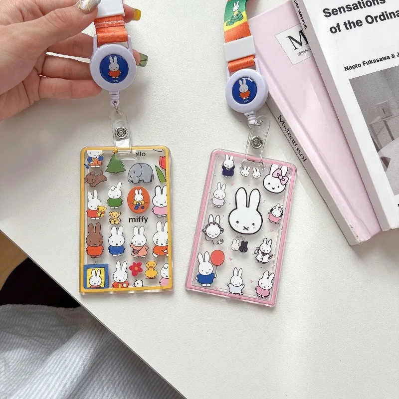 

Miffy Cartoon ID Cards Holder Cards Case Student Badge Holder Pack Student School Card Protection Case Cute Rabbit Gift
