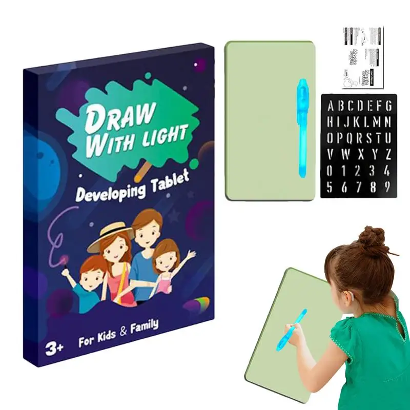 LED Light Drawing Pad LED Light Drawing Board Toys Portable Toddler LED Drawing Board Reusable Magic Drawing Pad Educational