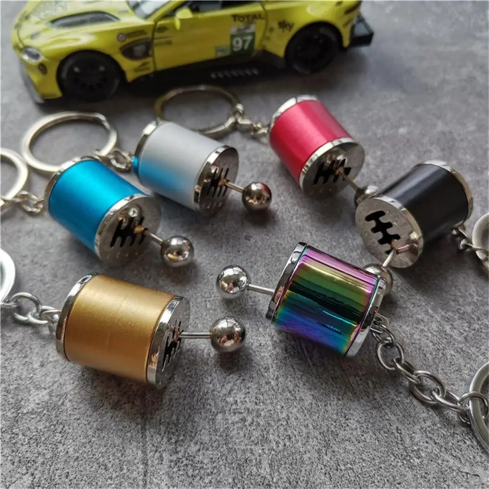 

High Quality Car Gear Box Keychain Imitation 6 Speed Manual Gear Lever Shift Knob Keyring Modified Gear Box Key Chain Zinc Alloy