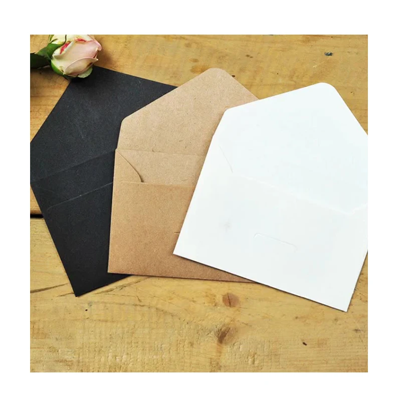 20Pcs Blank Retro cowhide envelopes Letter paper Gift storage triangle DIY black envelopes handmade 3 choices 105*70mm