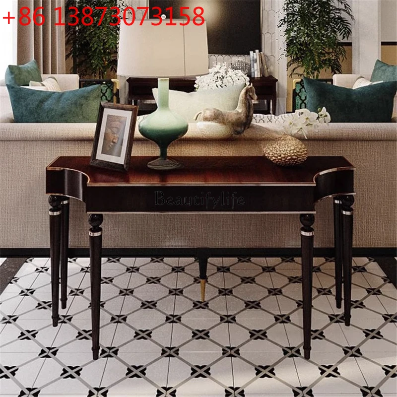 American luxury home solid wood entrance table French ultra-thin sofa back few end view table side against the wall cabinet
