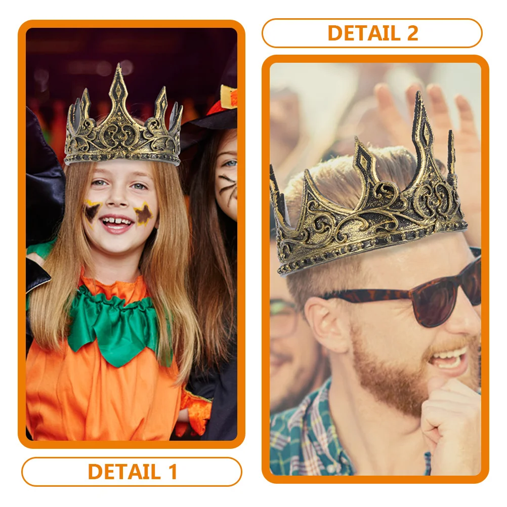 

2 шт., королевский средневековый костюм из искусственной кожи для мужчин, королевские короны, косплей, вечерние, свадебный костюм на Хэллоуин, головной убор, повязка на голову, большой размер, стабильная посадка