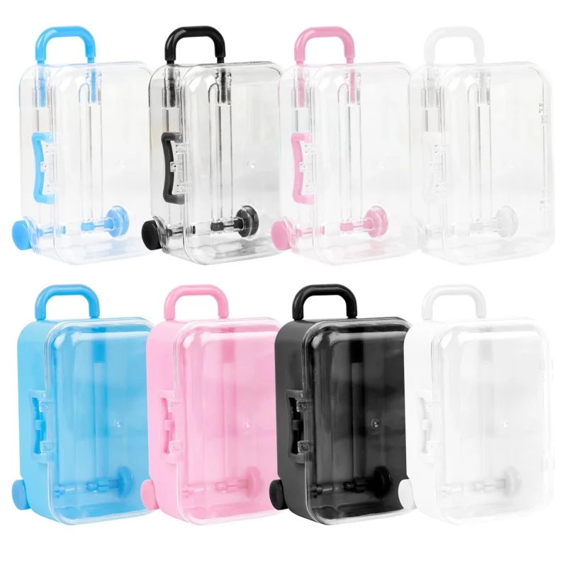

Necklace Ring Earring Storage Box 4/8 Pack Mini Transparent Suitcase Tiny Travel Jewelry Candy Box for Home Wedding Decoration