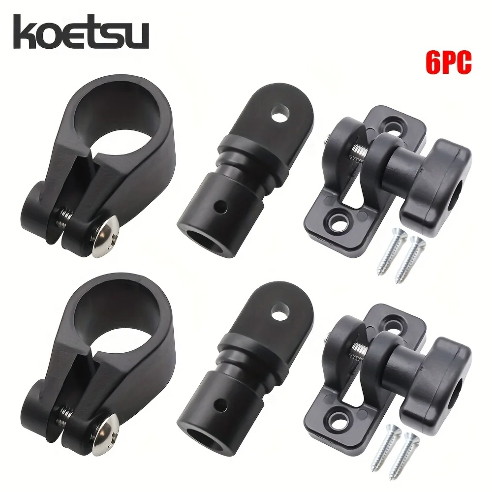 KOETSU Bimini Top Accessory Set 2 pcs Nylon Eye End Cap Fittings, 2 pcs Nylon Jaw Slide Fittings, 2 pcs Nylon Deck Hinge Fitting