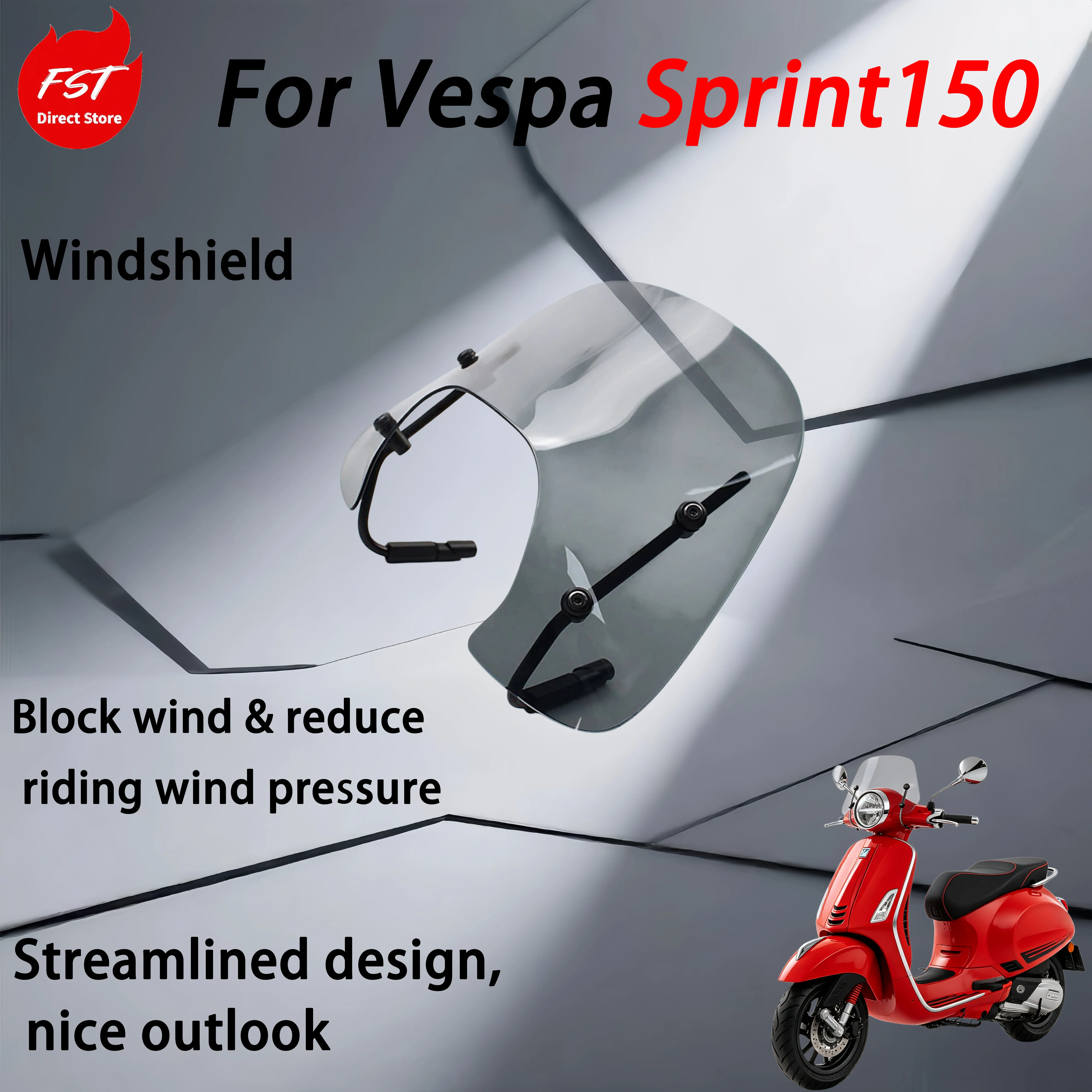 For Vespa Sprint150 modification accessories: number plate, windshield, windscreen panel, visor Lower Wind Fatigue