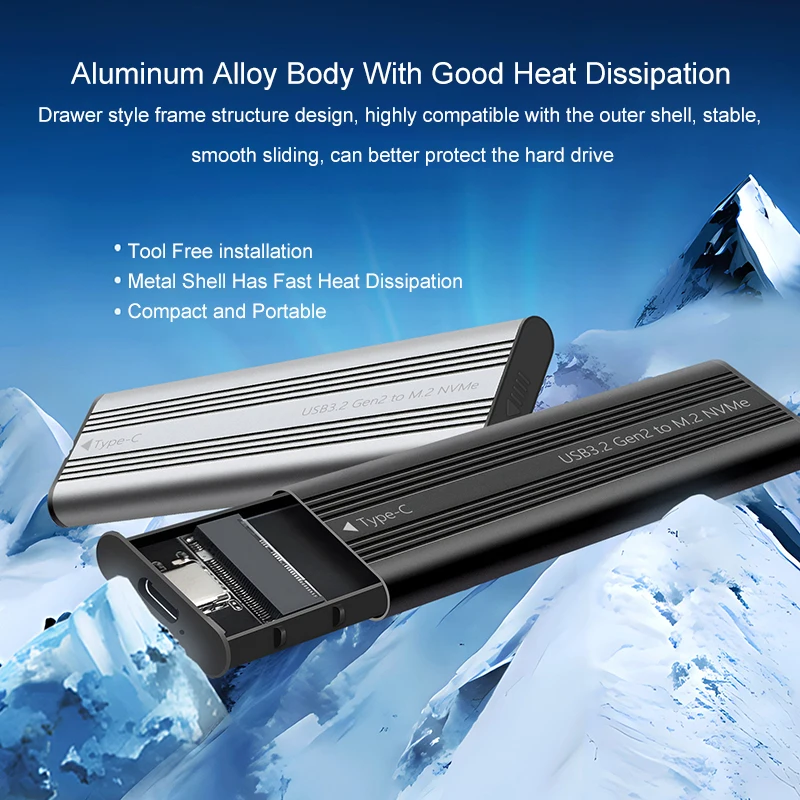 UTHAI M. 2. Твердотельный мобильный жесткий диск USB 3.2 с металлическим рассеиванием тепла, внешний интерфейс Type-C, двойной протокол SATA/NVMe