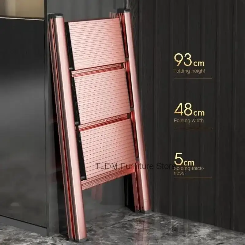 Aluminum Folding Ladder Home Step Ladders Designer High Stool Kitchen Indoor Multifunctional Thickened Small Portable Ladders