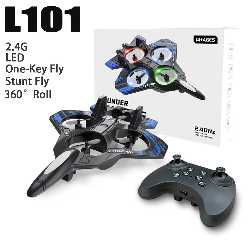 L101 Foam RC Plane L2 Plastic Remote Control Airplane Stunt Fly Aircraft With LED 3D Fly One Key 360° Roll And Auto Return Plane