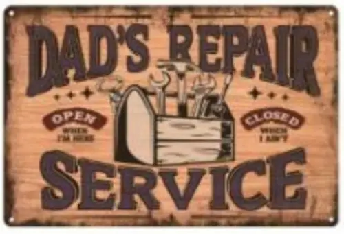 Serwis naprawczy taty metalowy znak człowieka w jaskini do domu 30x20cm