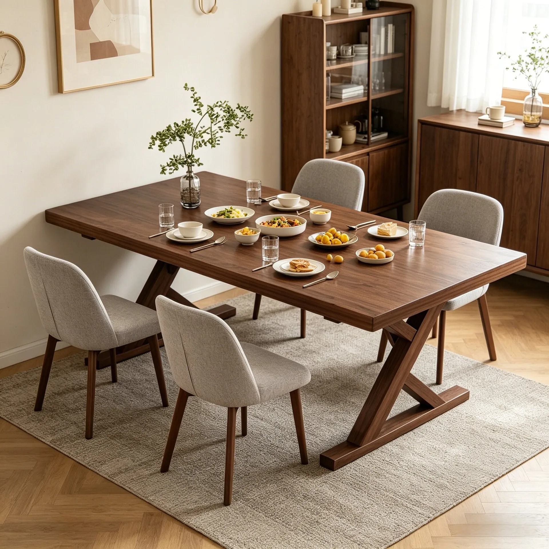 

All solid wood dining table household diningtable small apartment tableand chair combination rental room rectangular large boa