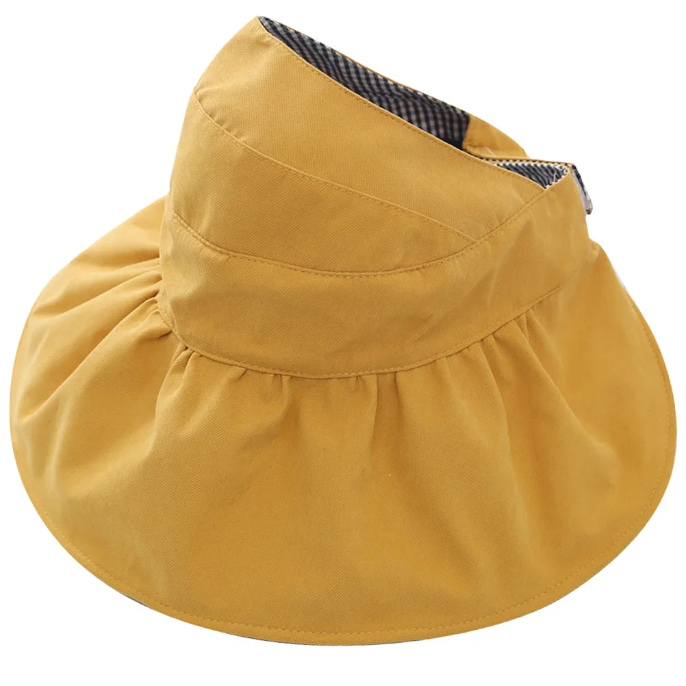 

1pc Summer Brim Cotton Cap Empty Hat Outdoor Yellow Kids Protection Parent Child Vacations Stylish Sunscreen Hat